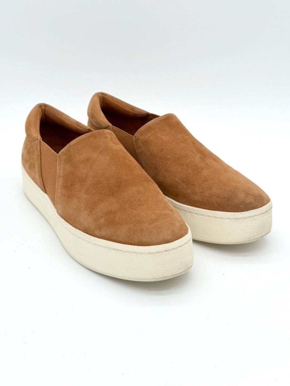 Vince Warren Womens Platform Slip On Sneakers Size 10 Suede Brown Tan Loafers